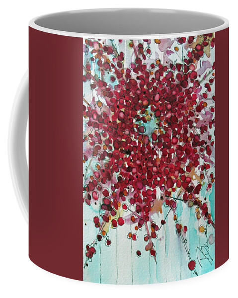 Winterberry Wreath Coffee Mug featuring the painting Merry and Bright by Dawn Derman