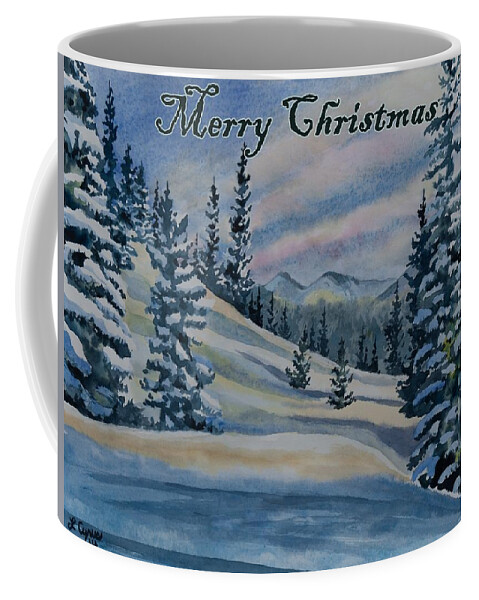 Happy Holidays Coffee Mug featuring the painting Merry Christmas - Winter Landscape by Cascade Colors