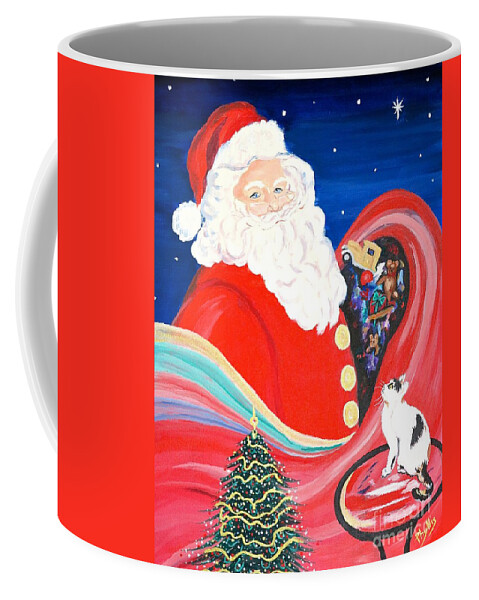 Greeting Card Coffee Mug featuring the painting Santas Sleigh by Phyllis Kaltenbach