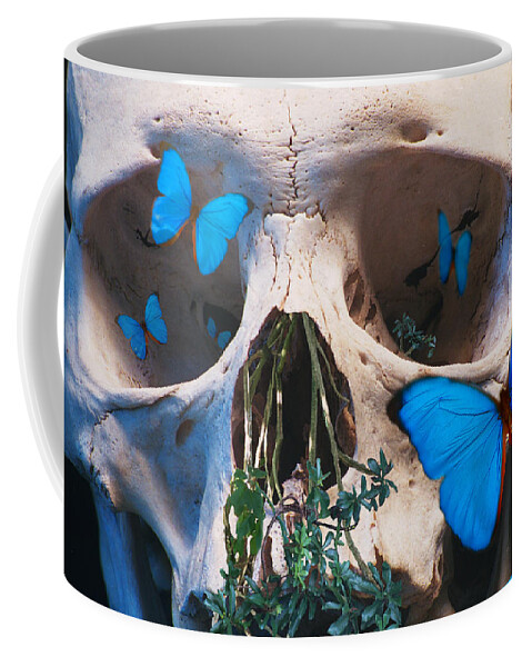 Skull Coffee Mug featuring the digital art Meta-morpho-sis by Lisa Yount