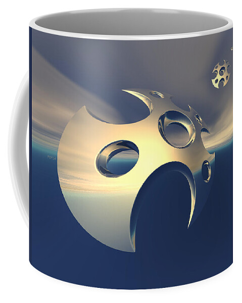 Space Coffee Mug featuring the digital art Metallic Space Pods by Phil Perkins