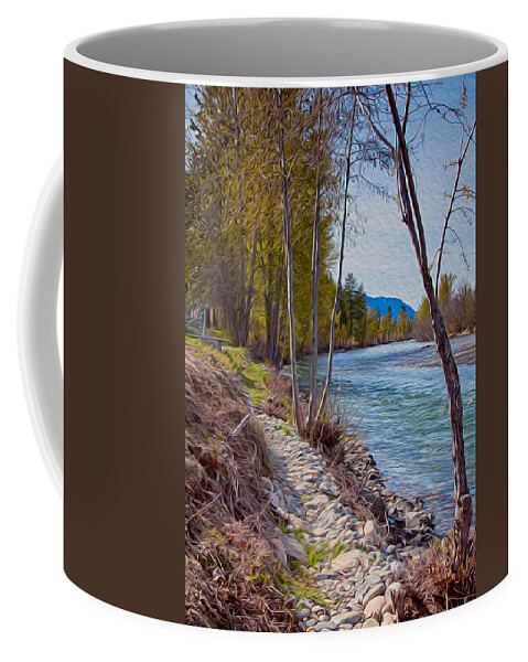North Cascades Coffee Mug featuring the painting Methow River Coming From Mazama by Omaste Witkowski