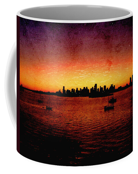 Miami Coffee Mug featuring the digital art Miami Grunge by Phil Perkins