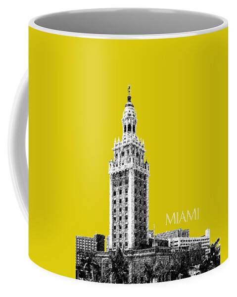 Architecture Coffee Mug featuring the digital art Miami Skyline Freedom Tower - Mustard by DB Artist