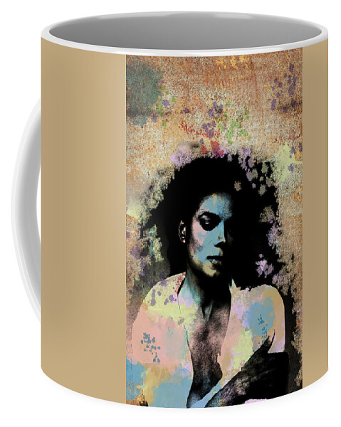 Feature Art Coffee Mug featuring the digital art Michael Jackson - Scatter Watercolor by Paulette B Wright