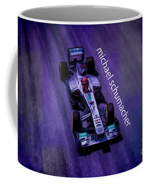 F1 Racer Coffee Mug featuring the digital art Michael Schumacher by Marvin Spates