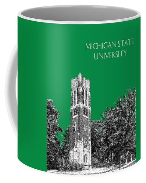 University Coffee Mug featuring the digital art Michigan State University - Forest Green by DB Artist