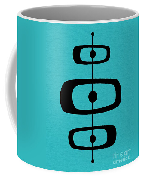 Blue Coffee Mug featuring the digital art Mid Century Shapes 2 on Turquoise by Donna Mibus