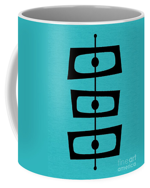 Blue Coffee Mug featuring the digital art Mid Century Shapes on Turquoise by Donna Mibus