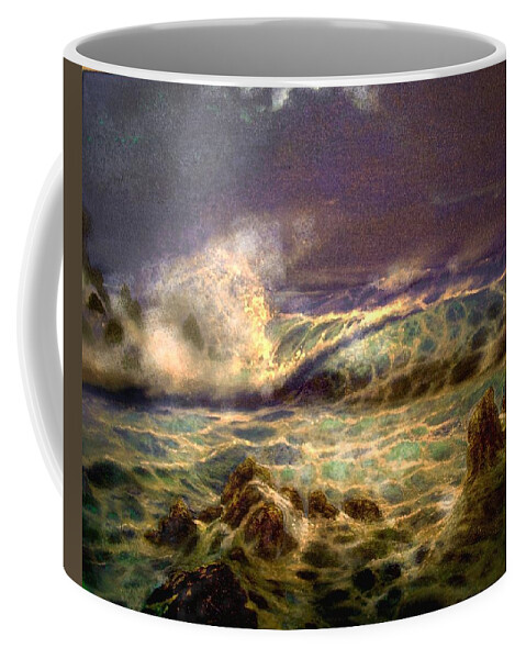 Hawaii Coffee Mug featuring the painting Midnight Hawaii Waimea Bay by Leland Castro