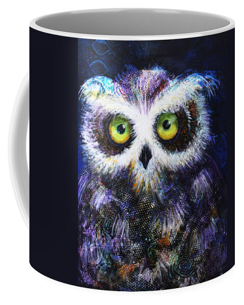 Moon Coffee Mug featuring the painting Midnight Hoot by Laurel Bahe