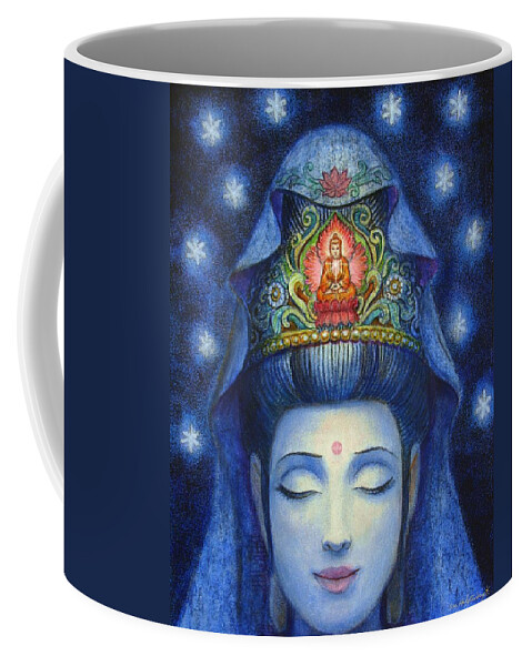Kuan Yin Coffee Mug featuring the painting Midnight Meditation Kuan Yin by Sue Halstenberg