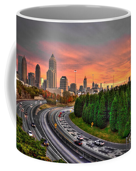 Reid Callaway Midtown Atlanta Coffee Mug featuring the photograph Midtown Atlanta Autumn Sunset Art  by Reid Callaway