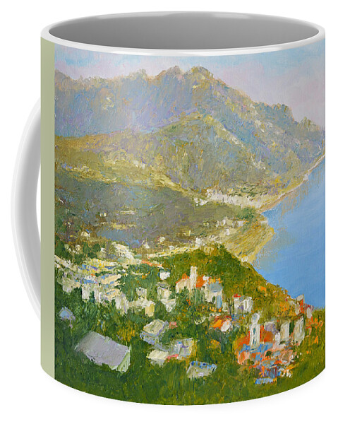 Landscape Coffee Mug featuring the painting Minori and Ravello Southern Italy by Dai Wynn