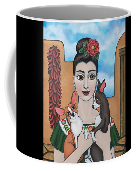 Chihuahua Coffee Mug featuring the painting Mis Carinos by Victoria De Almeida