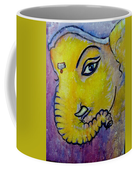 Ganesha Coffee Mug featuring the painting Mischievous Ganesha by Asha Sudhaker Shenoy