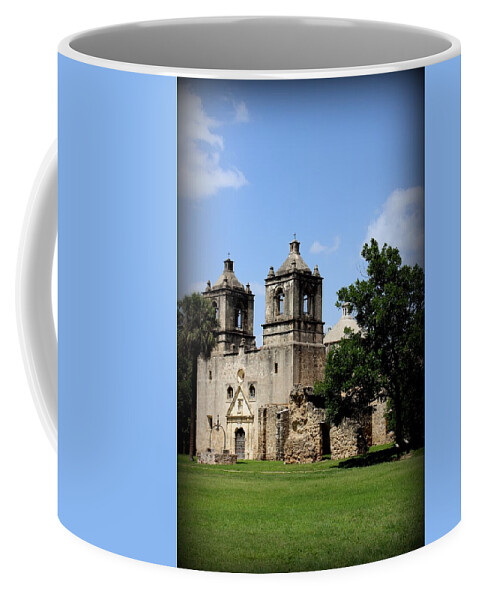 Mission Concepcion Coffee Mug featuring the photograph Mission Concepcion - Church by Beth Vincent