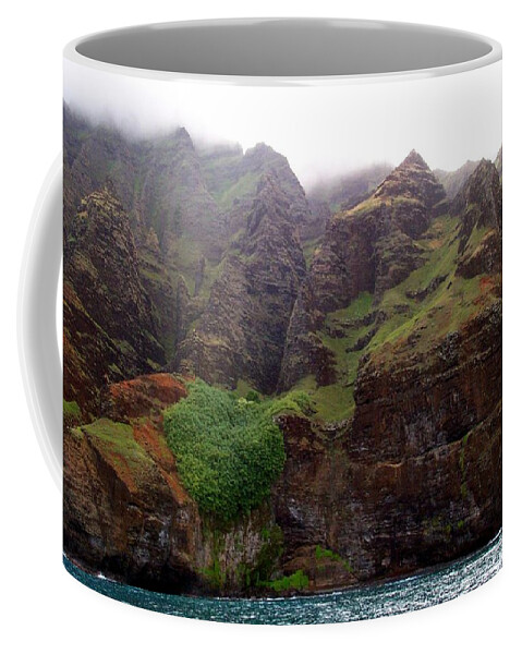 Kauai Coffee Mug featuring the photograph Misty Na Pali Coastline by Amy McDaniel