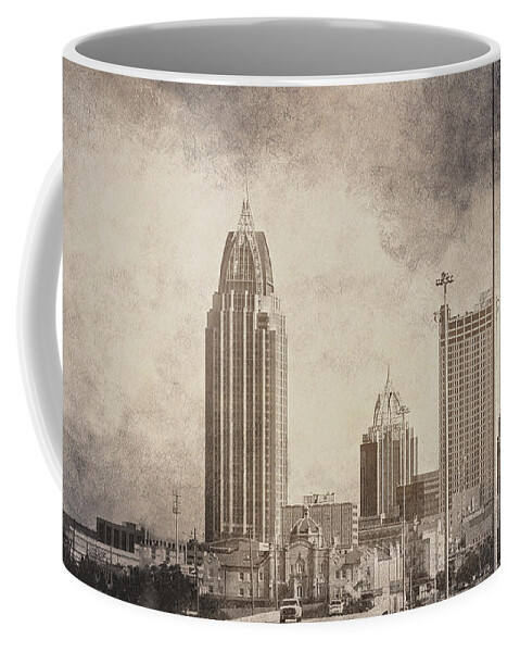 Mobile Coffee Mug featuring the photograph Mobile Alabama Black and White by Judy Hall-Folde