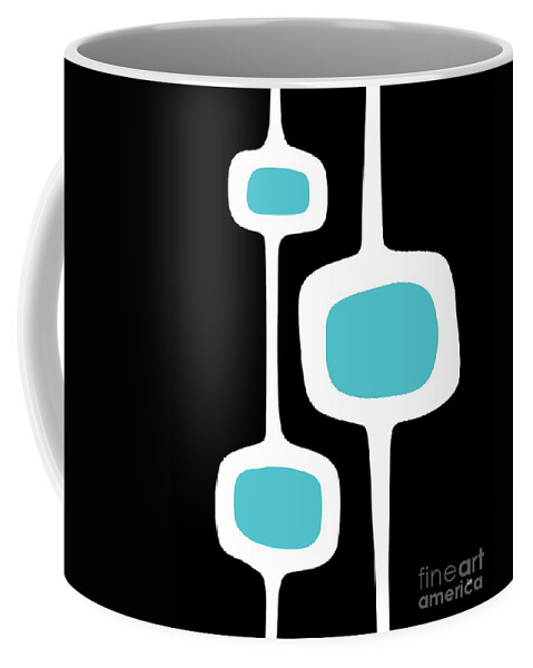 Black Coffee Mug featuring the digital art Mod Pod 3 White on Black by Donna Mibus