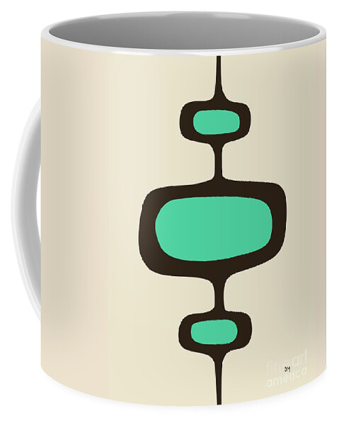 Mid Century Modern Coffee Mug featuring the digital art Mod Pod One Aqua with Brown by Donna Mibus