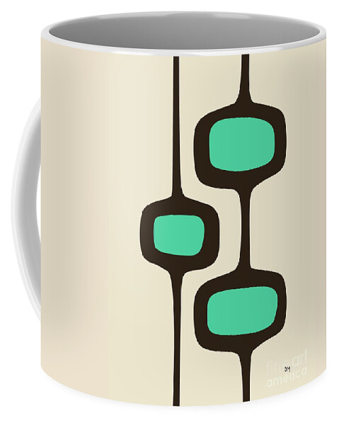 Mid Century Modern Coffee Mug featuring the digital art Mod Pod Two Aqua with Brown by Donna Mibus