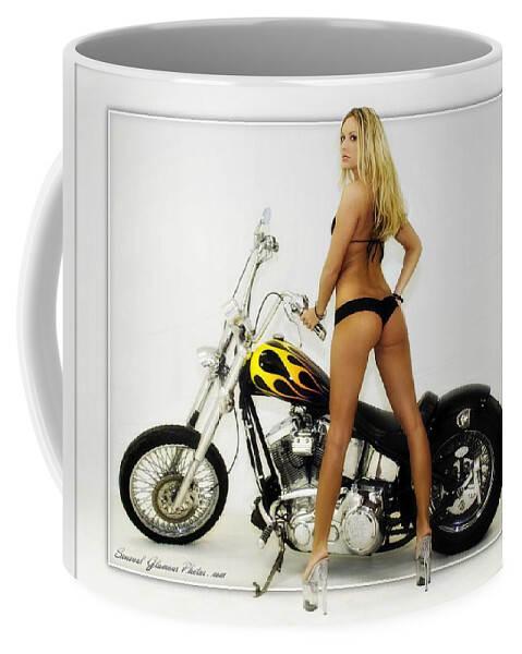 Models And Motorcycles Coffee Mug featuring the photograph Models and Motorcycles_J by Walter Herrit