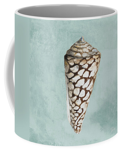 Modern Coffee Mug featuring the painting Modern Shell On Teal II by Patricia Pinto