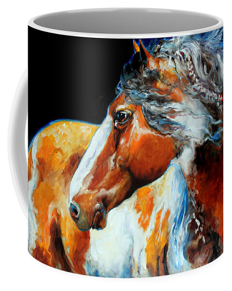 Horse Coffee Mug featuring the painting MOHICAN the INDIAN WAR PONY by Marcia Baldwin