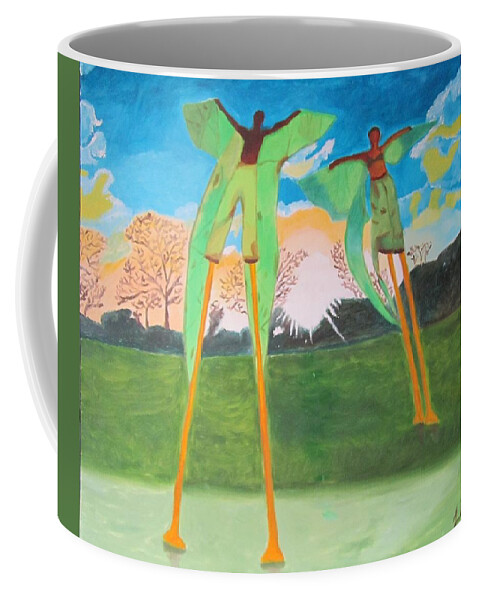 Carnival Coffee Mug featuring the painting Moko Jumbie by Jennylynd James