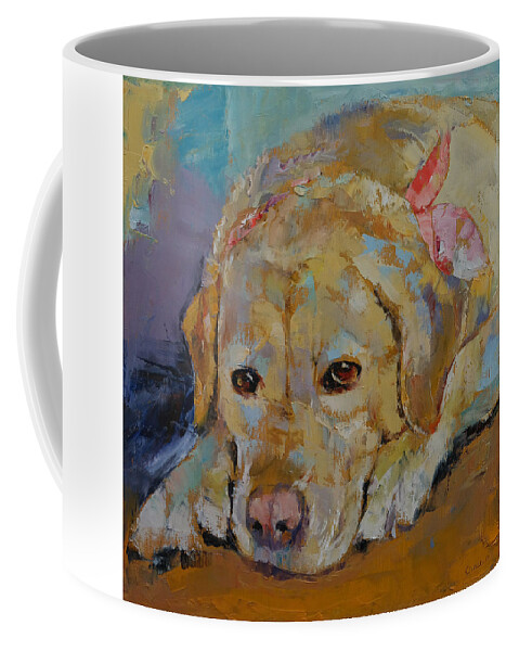 Yellow Labrador Retriever Coffee Mug featuring the painting Yellow Labrador Retriever by Michael Creese