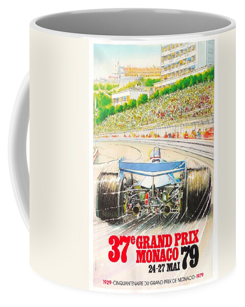 Monaco Grand Prix Coffee Mug featuring the digital art Monaco Grand Prix 1979 by Georgia Clare
