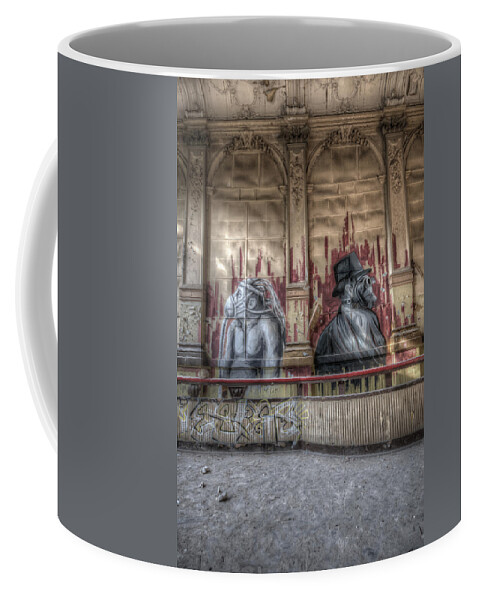 Urbex Coffee Mug featuring the digital art Monky business by Nathan Wright