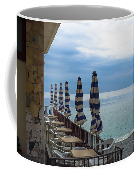 Monterosso Italy Coffee Mug featuring the photograph Monterosso Outdoor Cafe by Prints of Italy