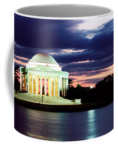 Photography Coffee Mug featuring the photograph Monument Lit Up At Dusk, Jefferson by Panoramic Images