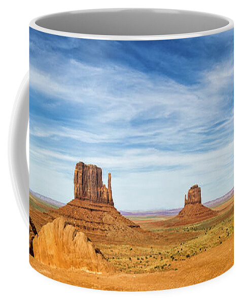 Monument Valley Arizona Utah Az Ut Coffee Mug featuring the photograph Monument Valley Panorama - Arizona by Brian Harig