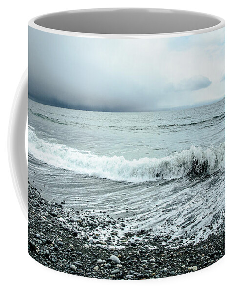 Beach Coffee Mug featuring the photograph Moody Shoreline French Beach by Roxy Hurtubise