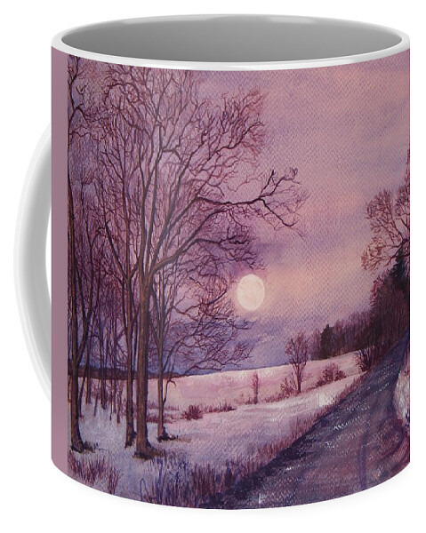 Watercolor Painting Coffee Mug featuring the painting Moon Rising by Joy Nichols