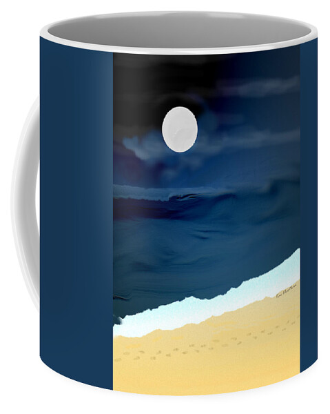 Digital Painting Coffee Mug featuring the digital art Moonlight Walk at Low Tide by Kae Cheatham