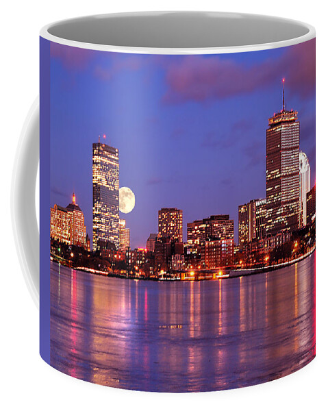 Boston Strong Coffee Mug featuring the photograph Moonlit Boston on the Charles by Mitchell R Grosky