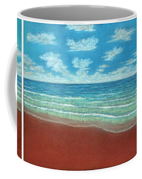 Moonset Coffee Mug featuring the pastel Moonset Triptych by Michael Heikkinen
