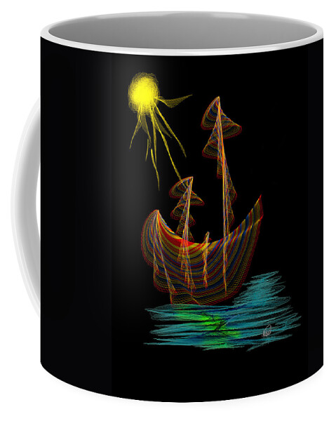 Moon Coffee Mug featuring the painting Moonshine Sailing by Angela Stanton