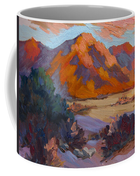 La Quinta Cove Coffee Mug featuring the painting Morning Has Risen by Diane McClary