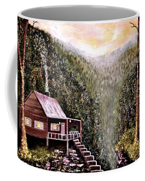 Mountain Coffee Mug featuring the painting Morning On The Mountain by Tim Townsend