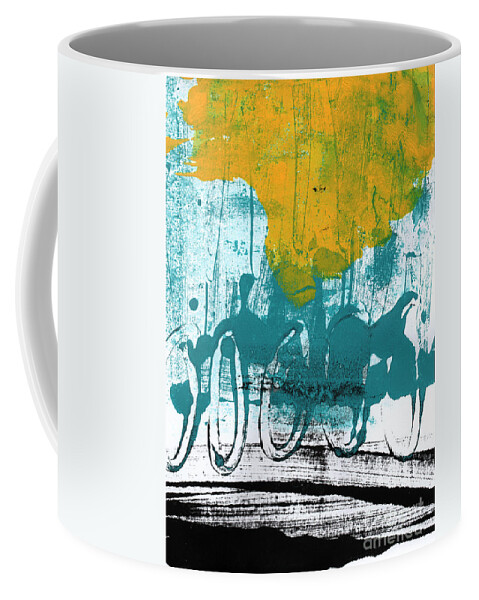 Abstract Painting Coffee Mug featuring the painting Morning Ride by Linda Woods