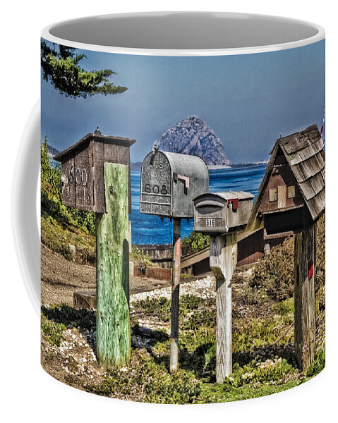 California Coffee Mug featuring the photograph Morro Mailboxes by Timothy Hacker
