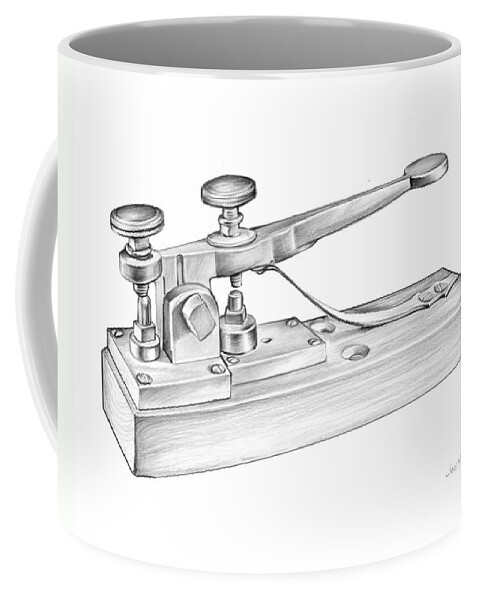 Samuel Fb Morse Coffee Mug featuring the drawing Morse Telegraph by Greg Joens