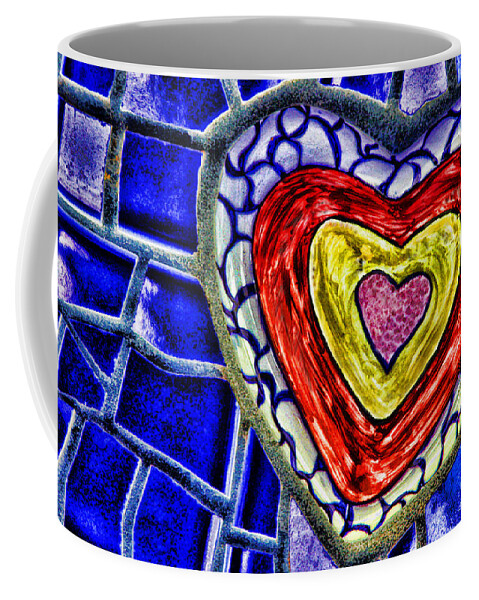 Mosaic Coffee Mug featuring the mixed media Mosaic Heart By Diana Sainz by Diana Raquel Sainz