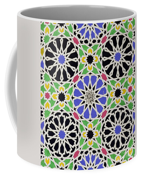 Spain Coffee Mug featuring the painting Mosaic ornament in the south side of the Court of the Lions by James Cavanagh Murphy