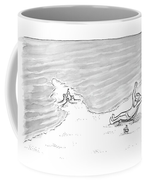 Moses Is Laying On A Beach Chair Parting The Sea Coffee Mug